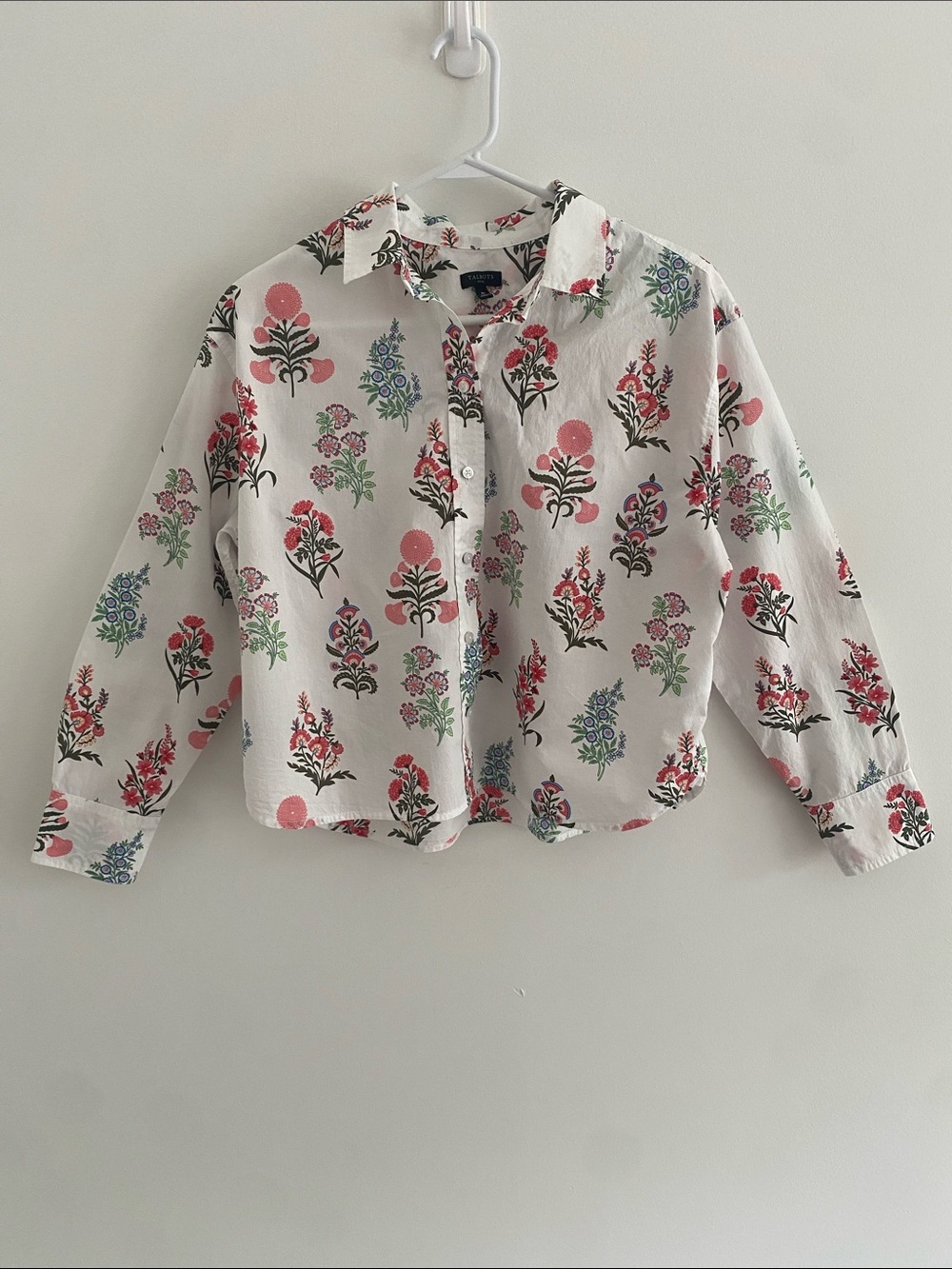 Talbots Cotton Botanical L/S Crop Button Up Shirt Size Mp (2024)